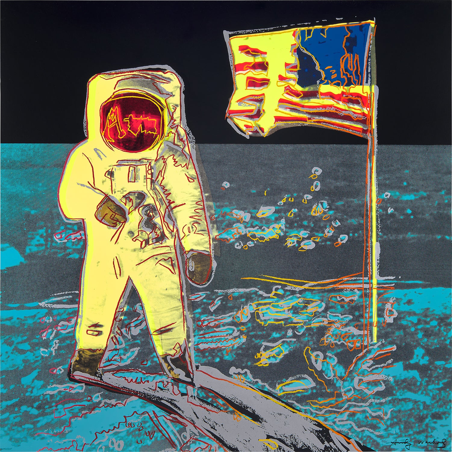 Andy Warhol, Moonwalk (F.&S. II.404), 1987, Screenprint on Lenox Museum Board. Available at Guy Hepner, New York.