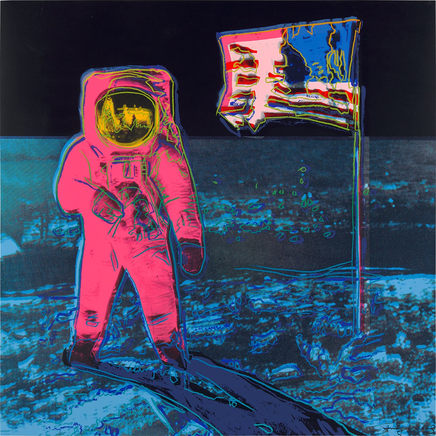 Andy Warhol, Moonwalk (F.&S. II.405), 1987, Screenprint on Lenox Museum Board. Available at Guy Hepner, New York.