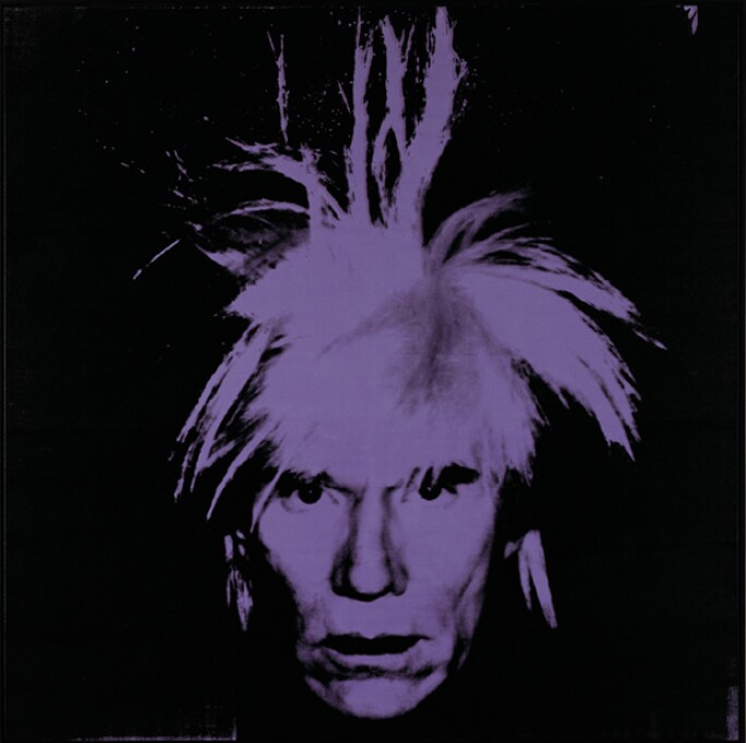 Andy Warhol, Self-Portrait, 1970s, Silkscreen on canvas. Available at Guy Hepner, New York.