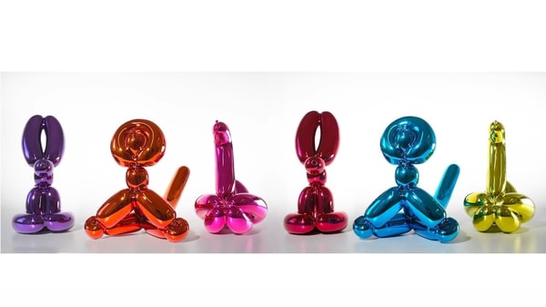 Jeff Koons, Balloon Animals in a range of colourways. Available at Guy Hepner, New York.