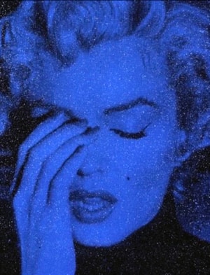 Russell Young, Marilyn Crying colorway, Acrylic, enamel and diamond dust screenprint on linen. Available at Guy Hepner, New York.