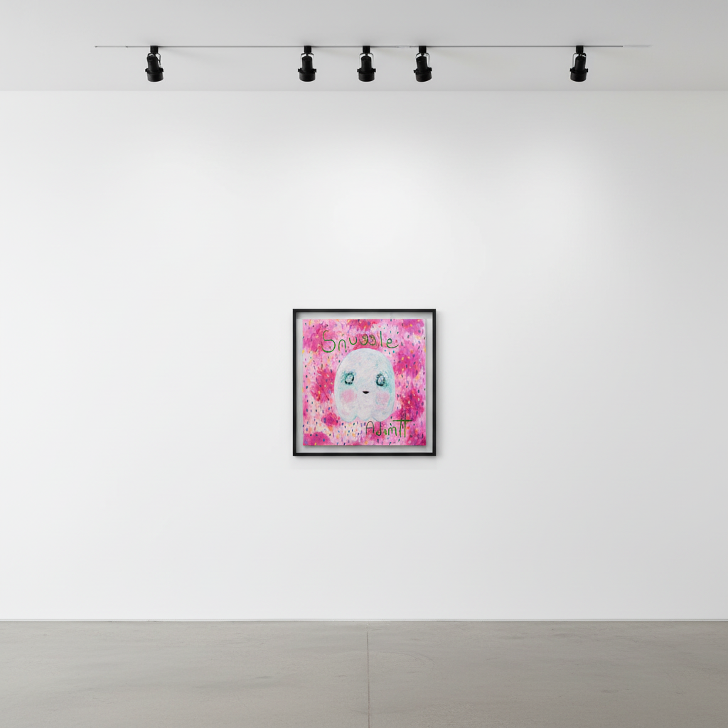 Adam Handler - Snuggle Ghost In Pink, 2021, Oil stick on canvas