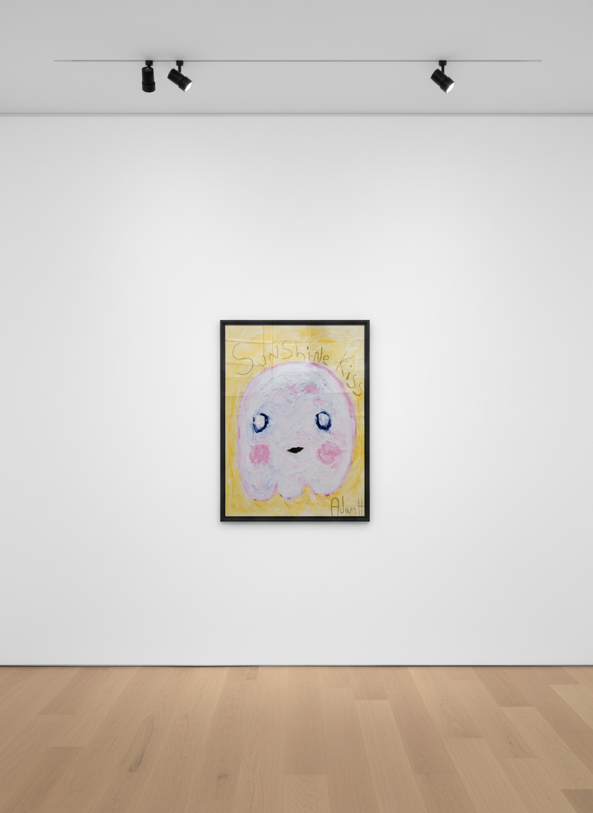 Adam Handler - Sunshine Kiss Ghost, 2021, Oil stick and pencil on heavy weight paper
Framed in a white 1 in. frame, ¾ in f...