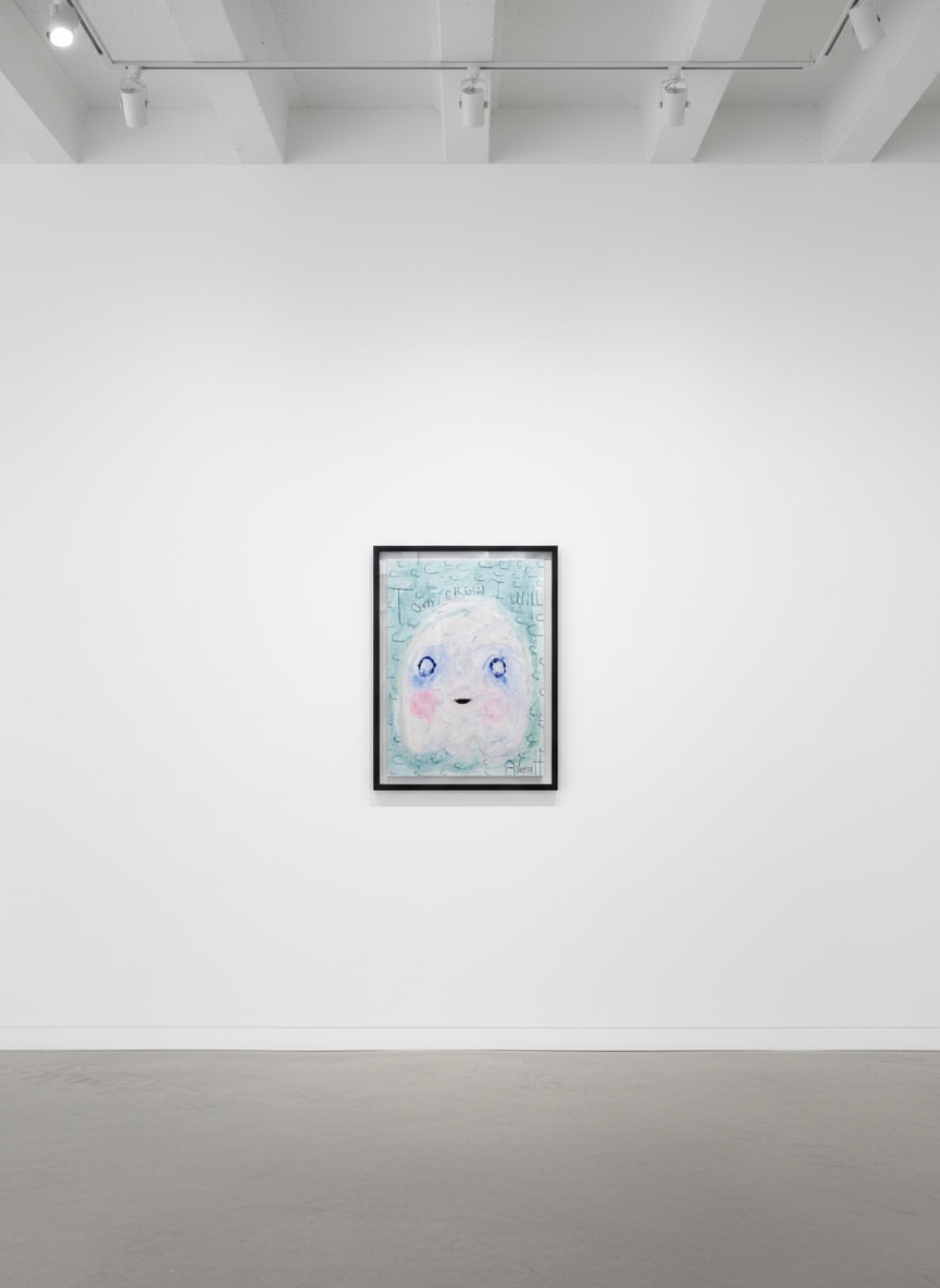 Adam Handler - Tomorrow I Will Ghost, 2021, Oil stick and pencil on heavy weight paper
Framed in a white 1 in. frame, ¾ in...