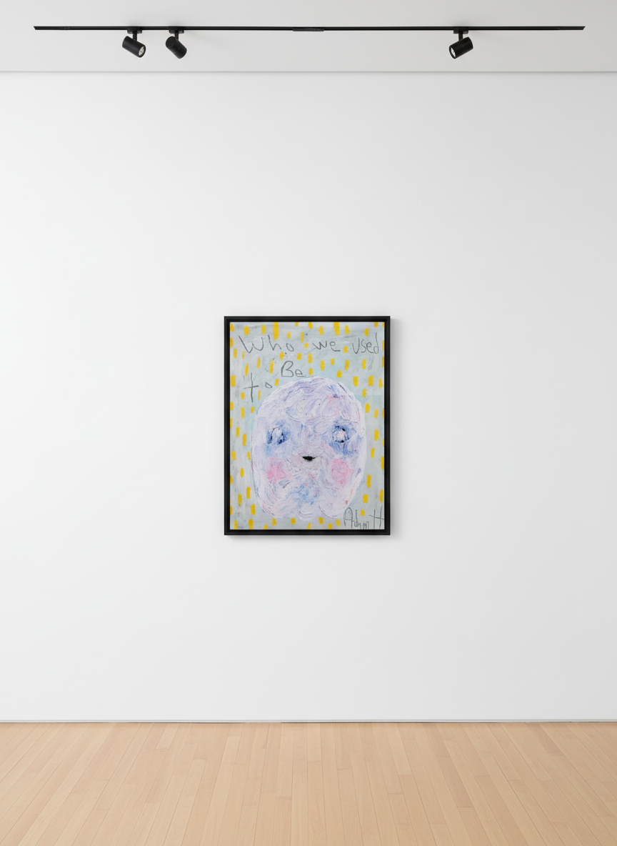 Adam Handler - Who We Used To Be Ghost, 2021, Oil stick and pencil on heavy weight paper
Framed in a white 1 in. frame, ¾ ...