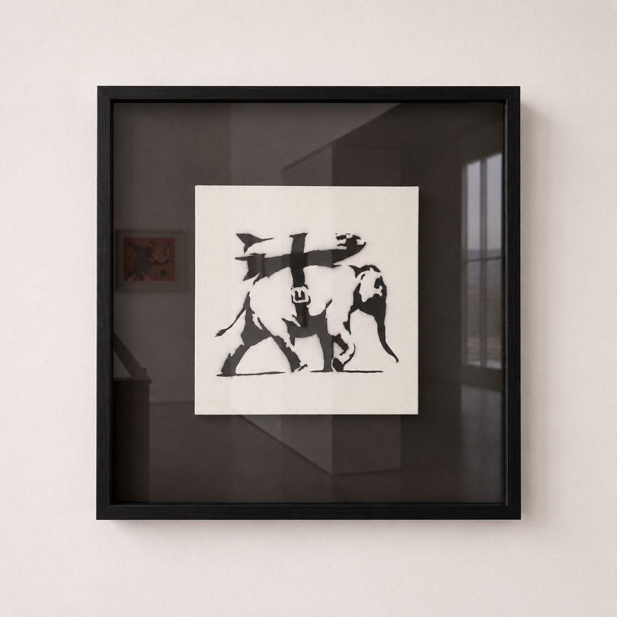 Banksy - Heavy Weaponry, 2001, spray paint and emulsion on canvas