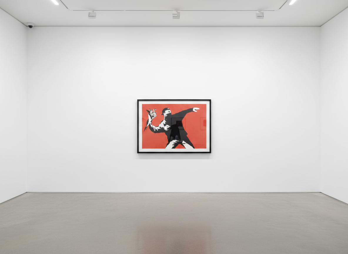 Banksy Love is in the Air (Flower Thrower) — Banksy political art showing protest and activism