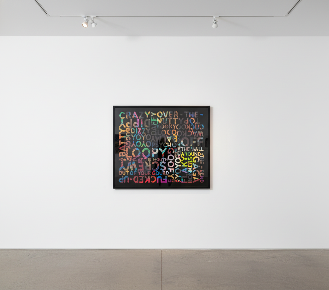 Mel Bochner - Crazy (with Background Noise), 2018, Screenprint with black enamel