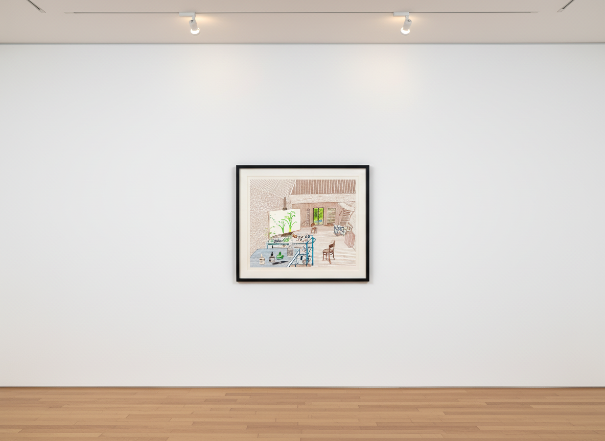 david hockney in the studio rendered