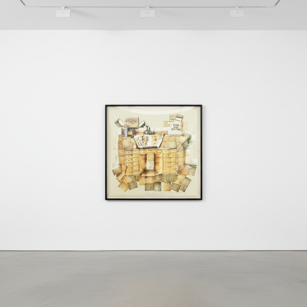 David Hockney - The Desk, 1984, Photocollage of chromogenic prints in colors mounted on Museum Board
Signed in ink, titled...