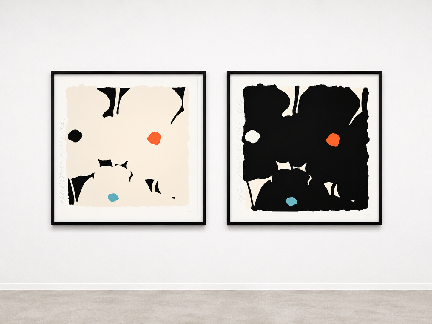 Donald Sultan - Poppies with Colors (Suite of 2), 2026, Color silkscreen with enamel inks, flocking, and tar-like texture ...
