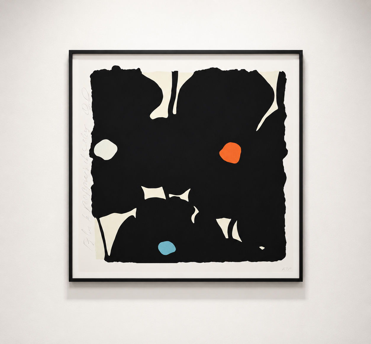 Donald Sultan - Black Poppies with Colors, 2026, Color silkscreen with enamel inks, flocking, and tar-like texture on Risi...