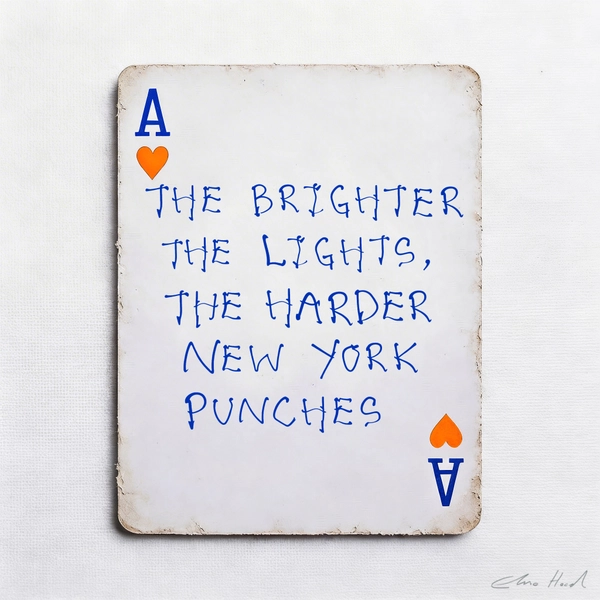 Elmo Hood - New York Punches, 2026, Mixed Media Playing Card on Wooden Backed Canvas | Signed 