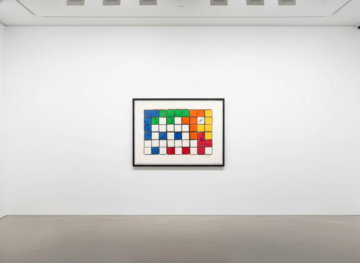 Invader - 6 Cubes (Orange/Yellow), 2009, Screen print on paper
Signed & numbered