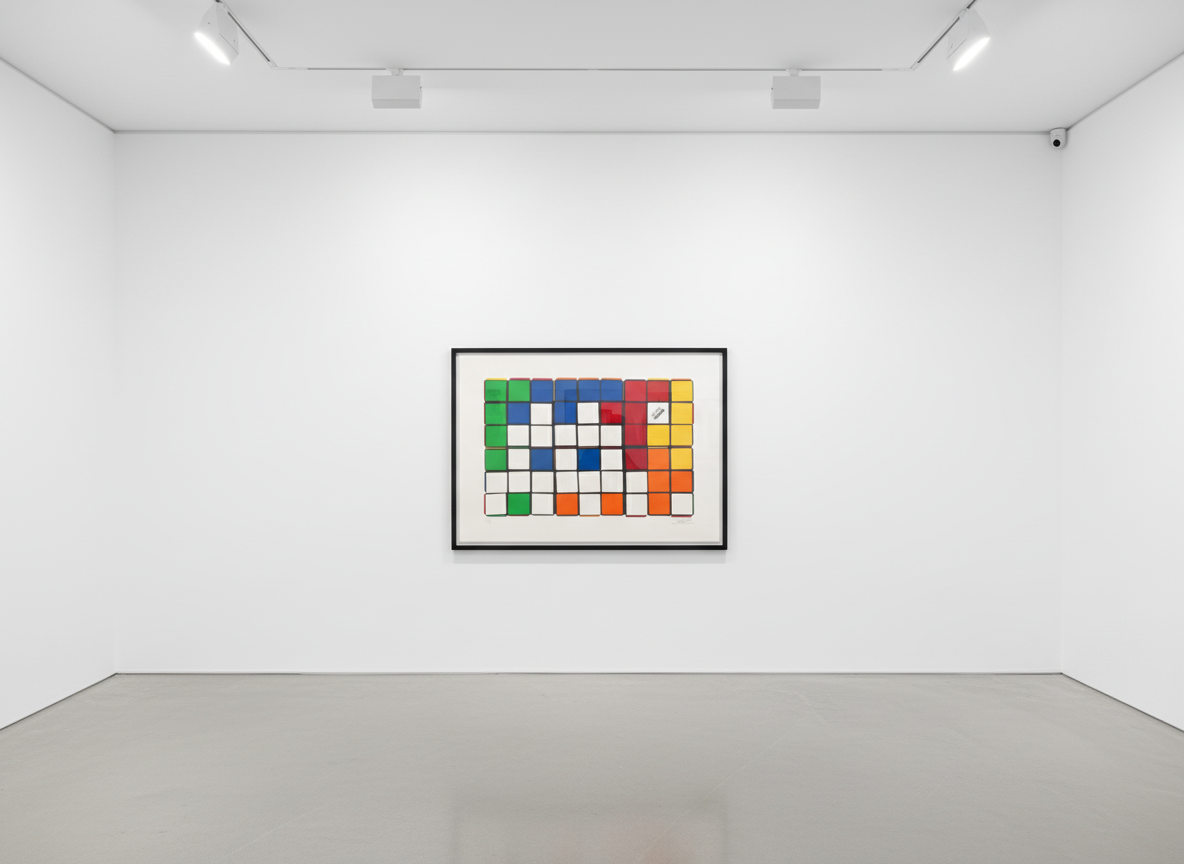 Invader - 6 Cubes (Red/Yellow), 2009, Screen print on paper
Signed & numbered