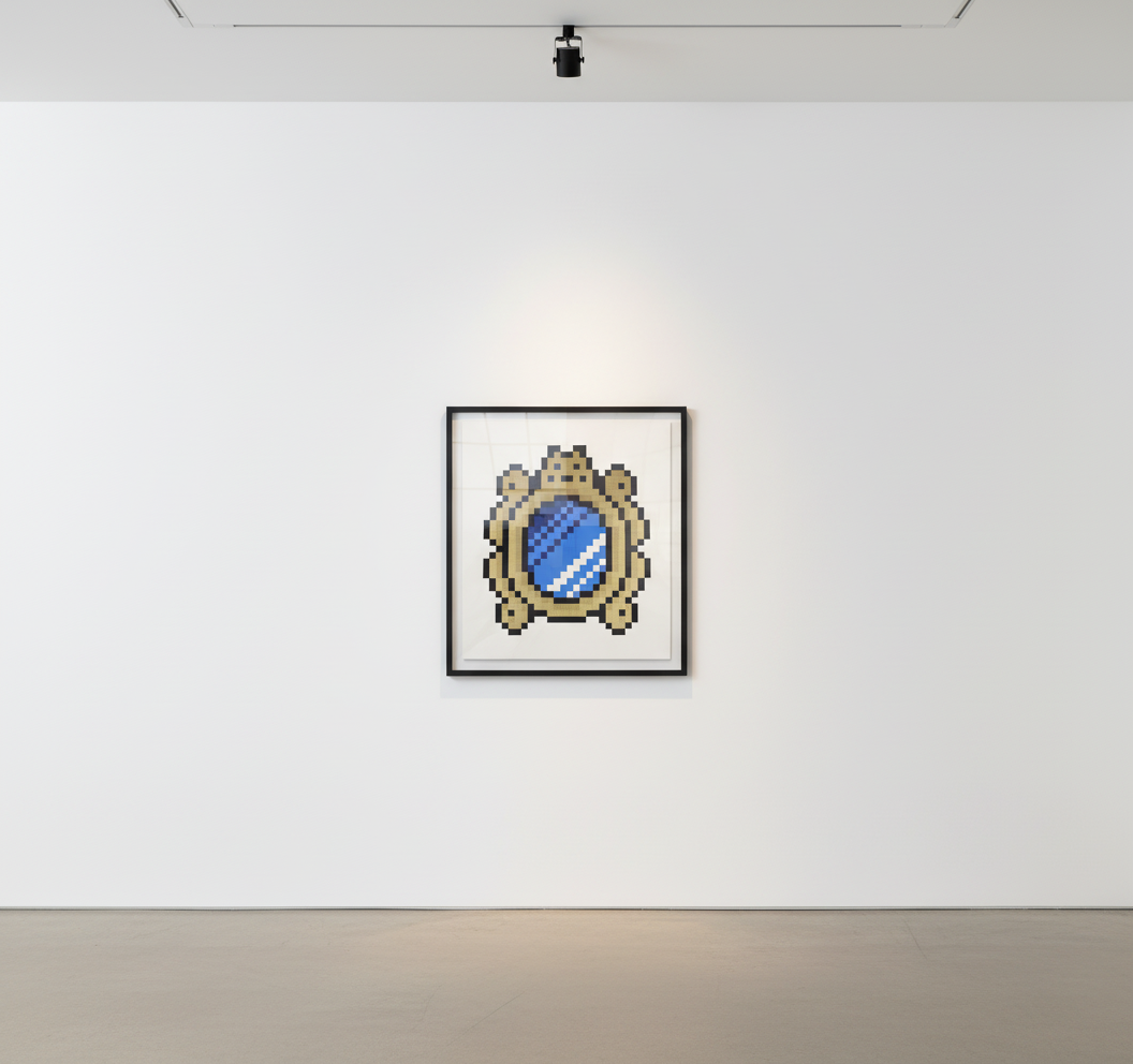 Invader - Versailles (Blue), 2018, Embossed screen print on paper