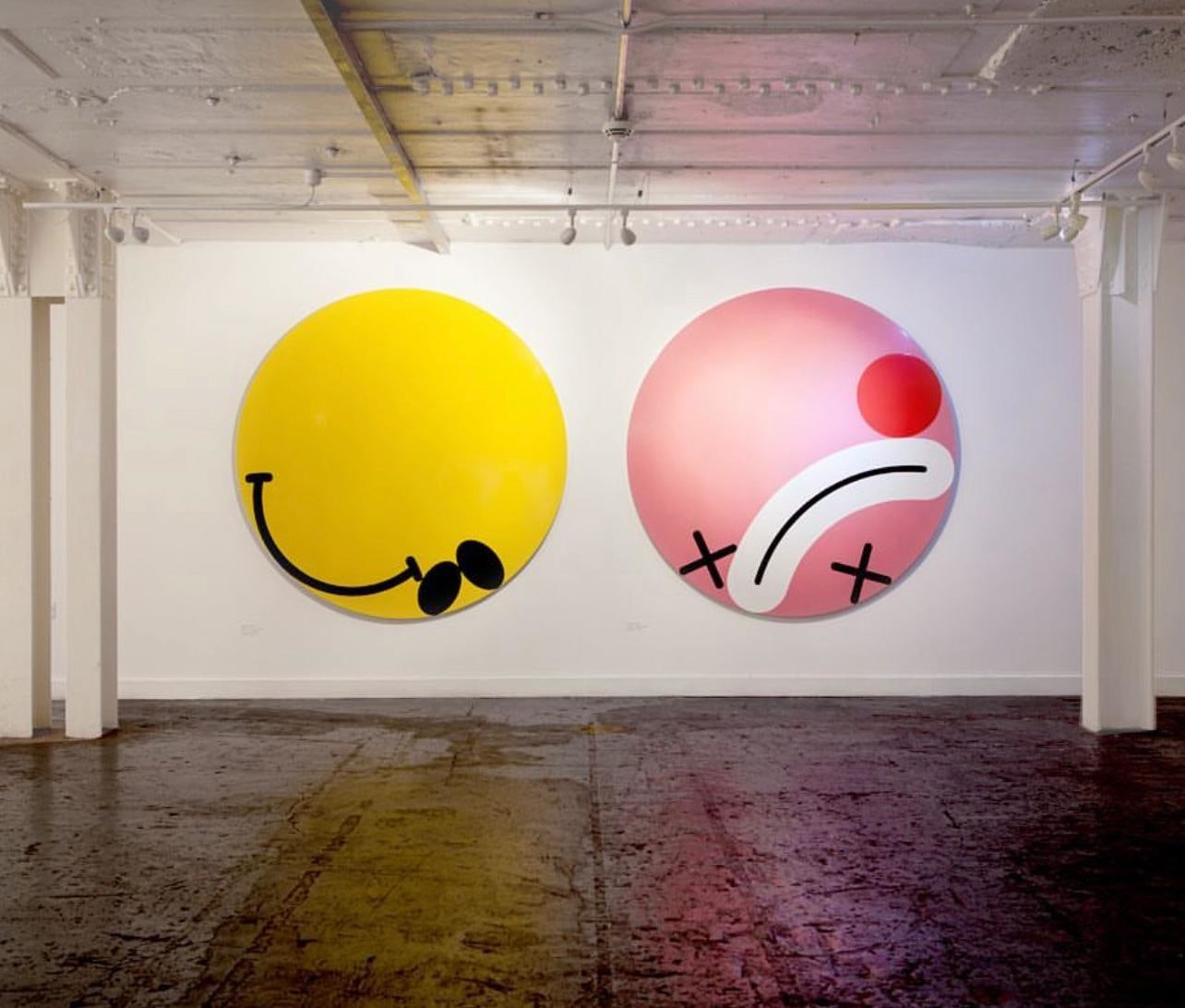 James Joyce - Installation view of 'Here for a Good Time Not a Long Time' and "Laugh I Nearly Died'', Gloss paint on wood ...