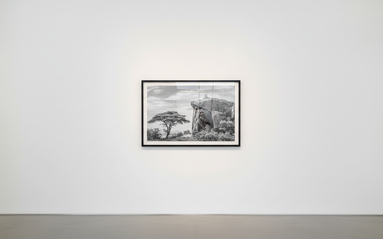 James Lewin - The Leopard, The Rock, and The Acacia, 2023, Gelatin silver print