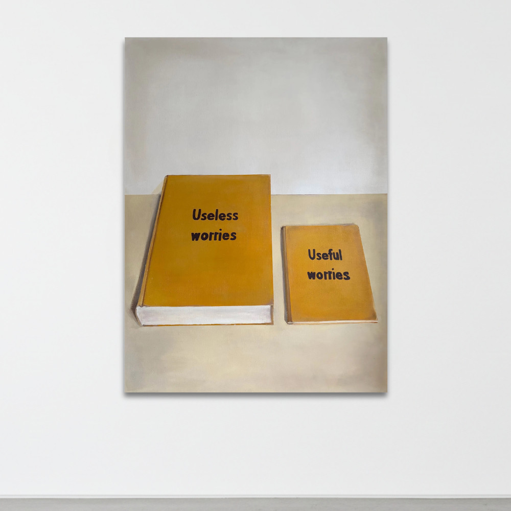 Johan Deckmann - Worries, 2017, Acrylic paint on repurposed book