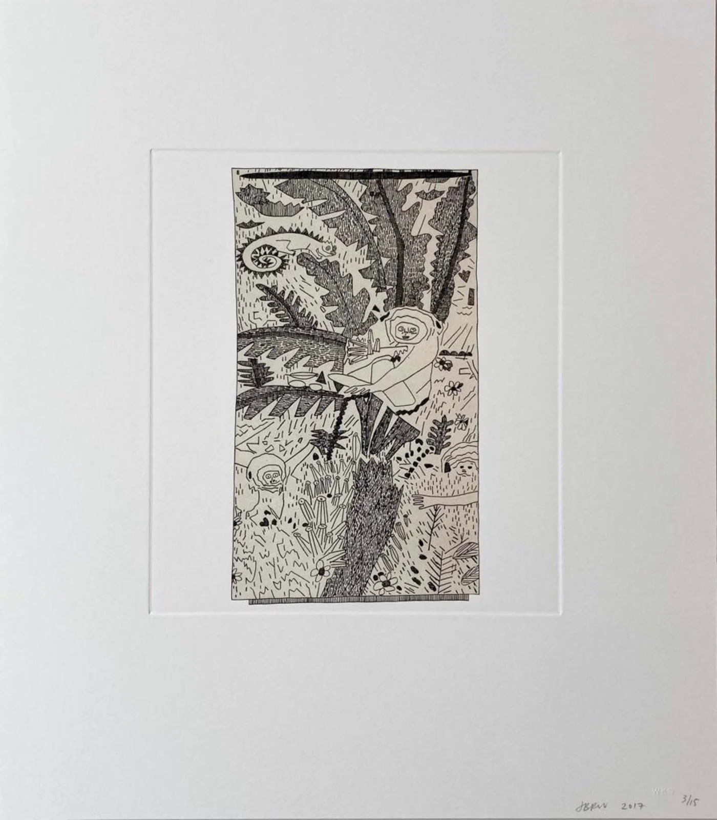Jonas Wood - 8 Pots (4), 2017, Chin-collé etching on somerset paper