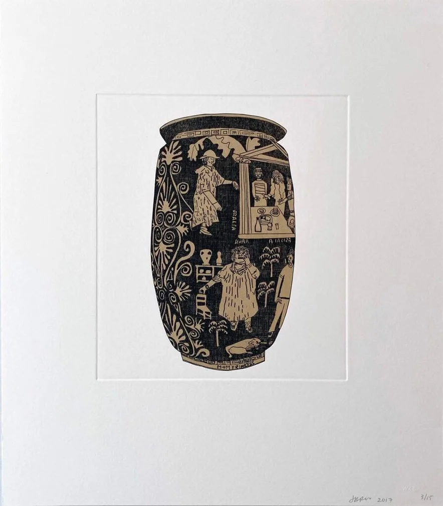 Jonas Wood - 8 Pots (7), 2017, Chin-collé etching on somerset paper