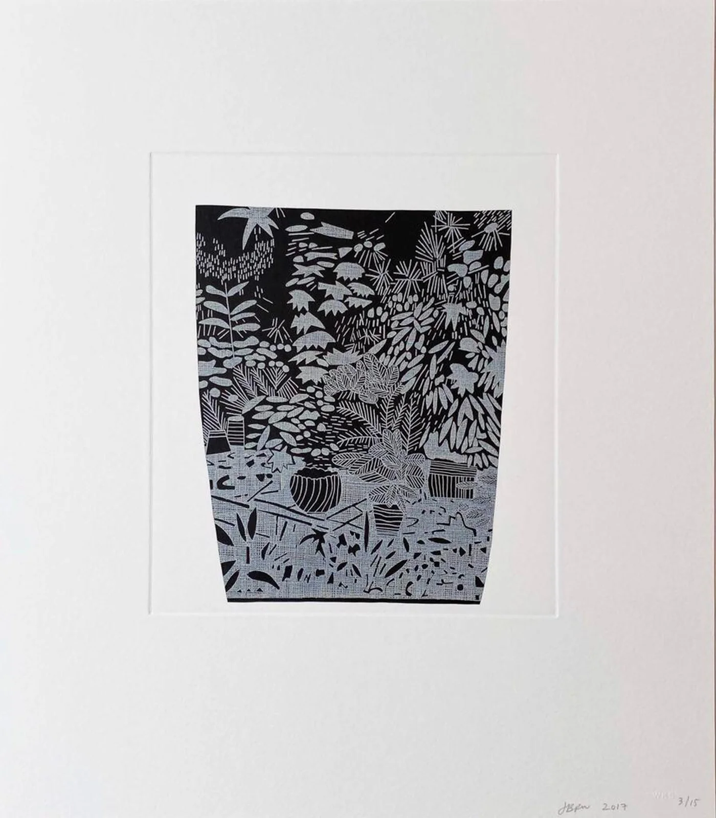 Jonas Wood - 8 Pots (8), 2017, Chin-collé etching on somerset paper