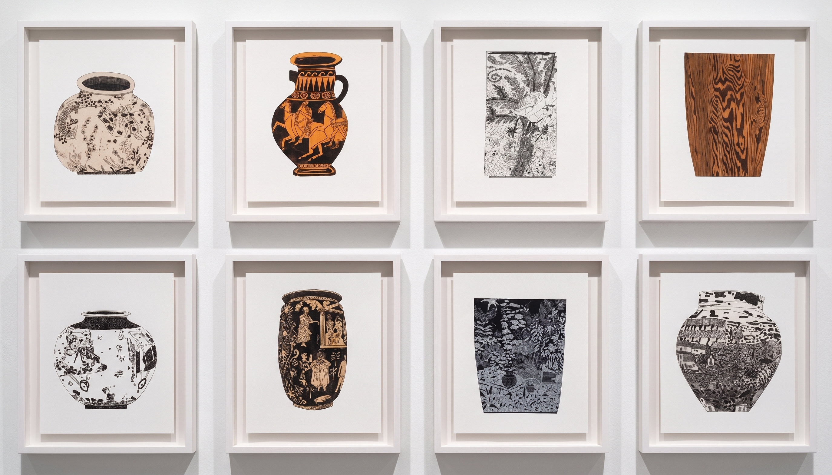Jonas Wood - 8 Pots, 2017, Chin-collé etching on somerset paper