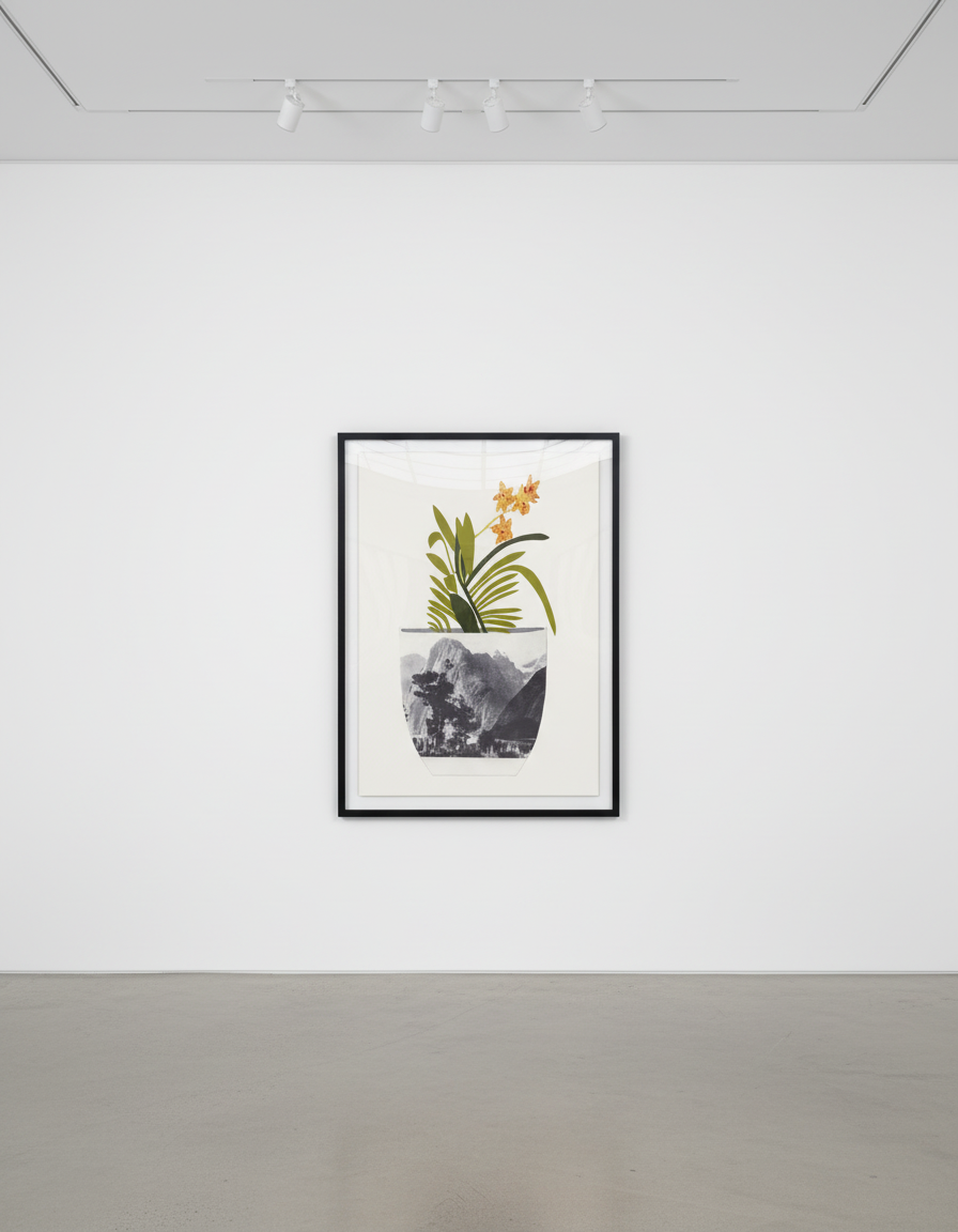 Jona / アート作品 木製パネル 男性ヌード モダンアート Untitled (Yellow Orchid Pot) — Jonas Wood | Guy Hepner