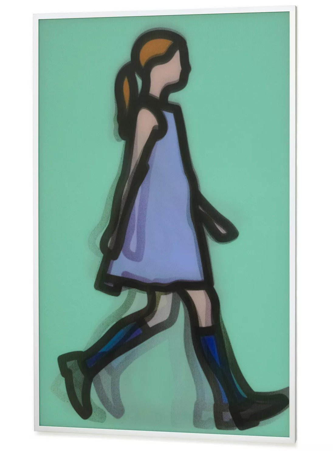 Julian Opie - Esther, 2025, Lenticular acrylic panel in a brushed aluminum frame specified by the artist