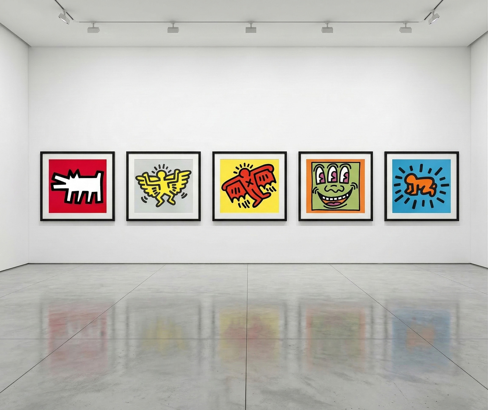 Keith Haring - Icons (Littmann PP. 170-171), 1990, The complete set of five silkscreens with embossing