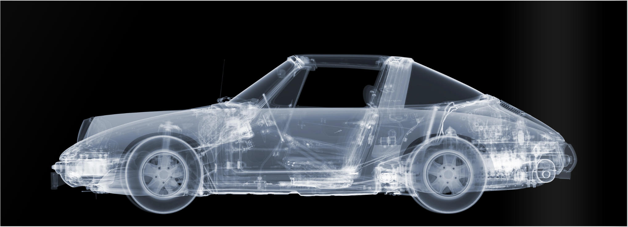 Nick Veasey - 1972 Porsche 911 Targa, Framed Chromaluxe 