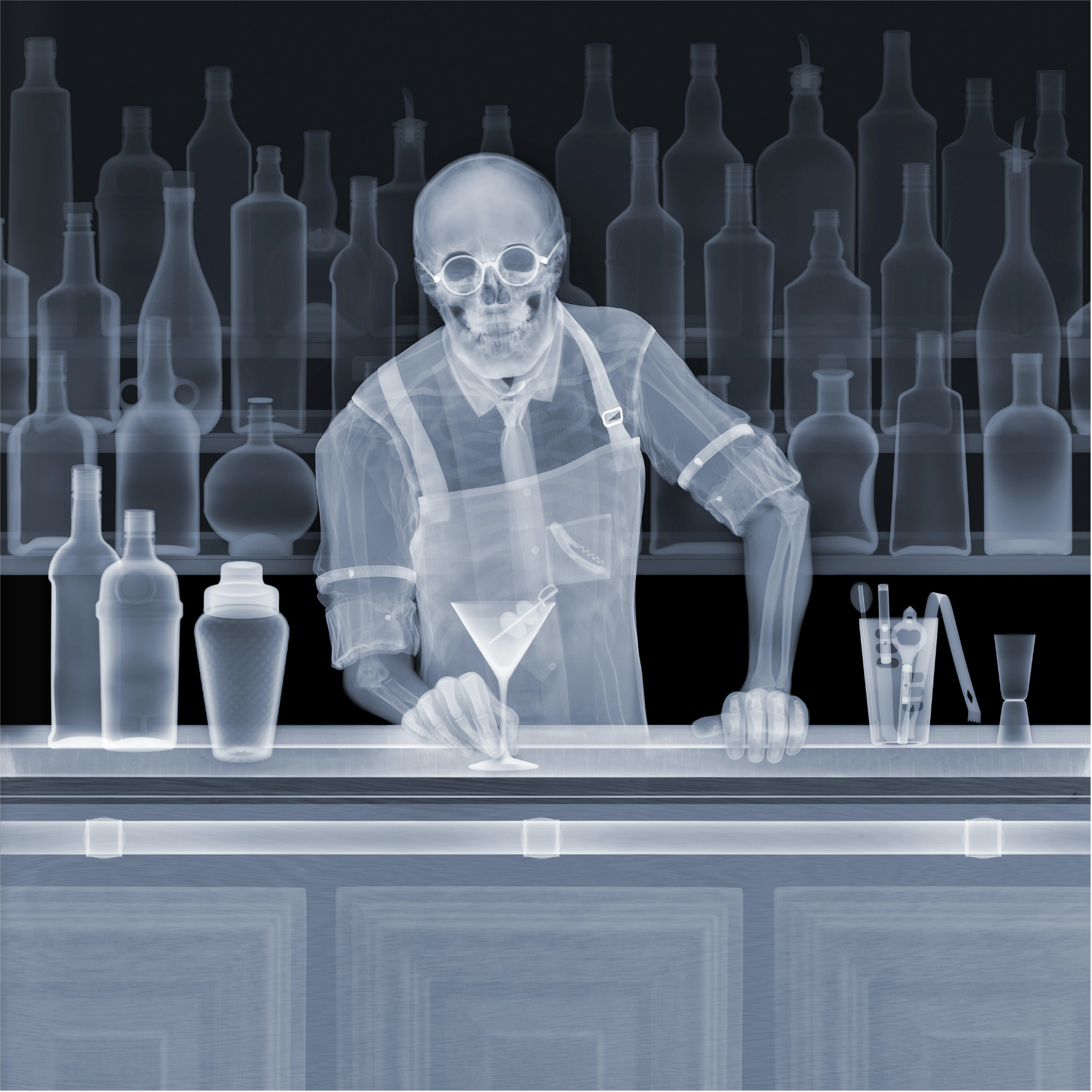 Nick Veasey, Cocktail?, Framed Chromaluxe