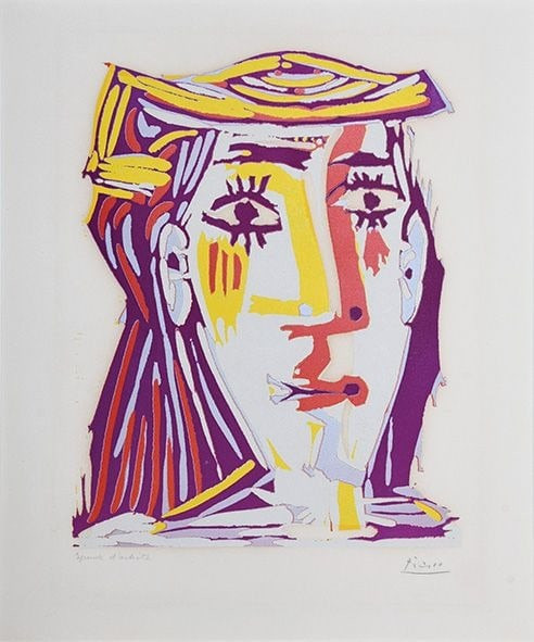 Pablo Picasso - Femme au Chapeau (Portrait de Jacqueline au chapeau de paille multicolore). — view 2