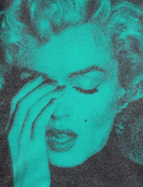 Russell Young - MARILYN CRYING (NEW YORK), 2013, Acrylic and enamel screenprint with diamond dust on linen in bondi blue+b...