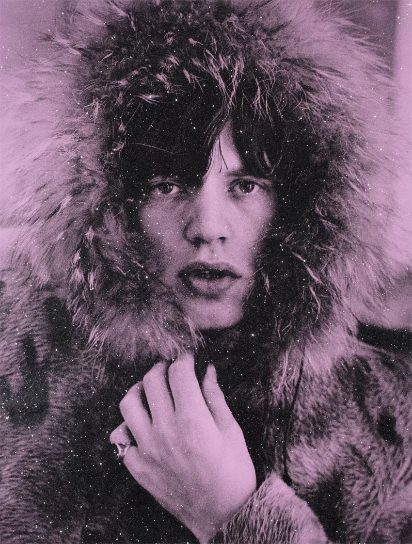 Russell Young - MICK JAGGER (DREAMLAND), 2023, Acrylic and hand-pulled oil based ink screenprint with diamond dust on line...