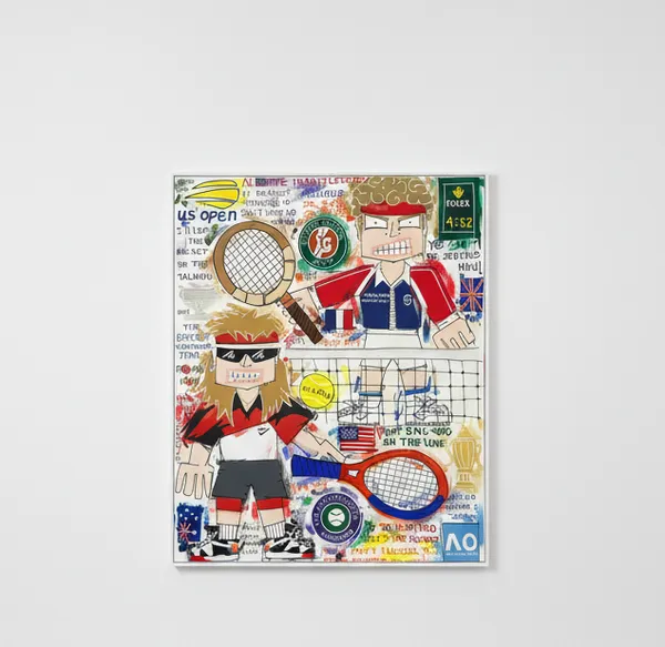 Sol Felpeto - Agassi vs. McEnroe, Acrylic on canvas