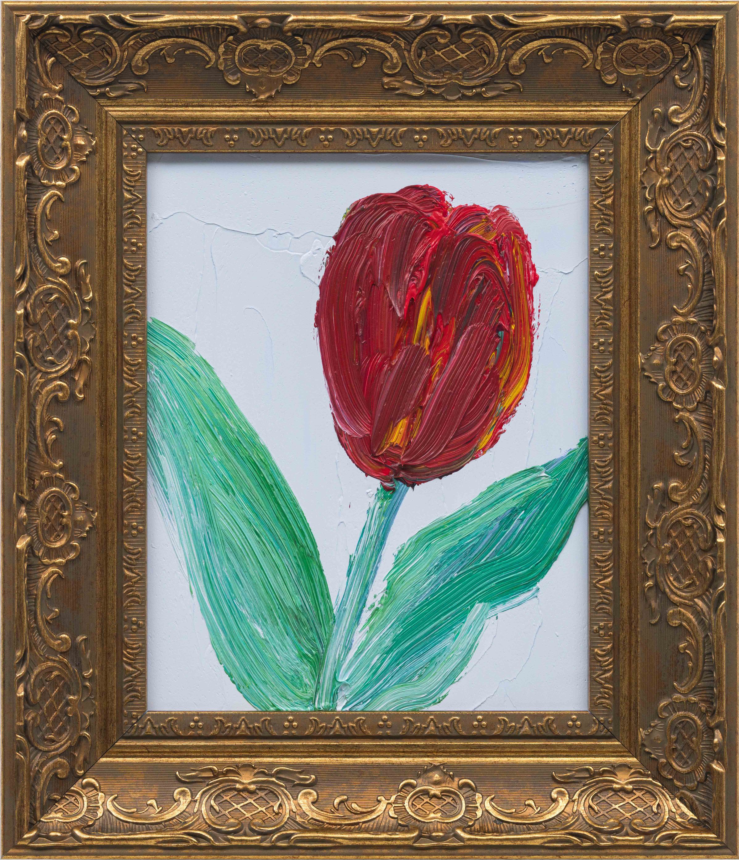 Hunt Slonem - Red Tulip, 2026, Oil on Wood
