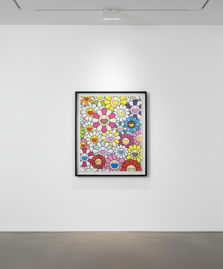 Takashi Murakami - Small Flowers Painting: Pink , Purple and Many Other Colors, 2019, Offset lithograph with cold stamp