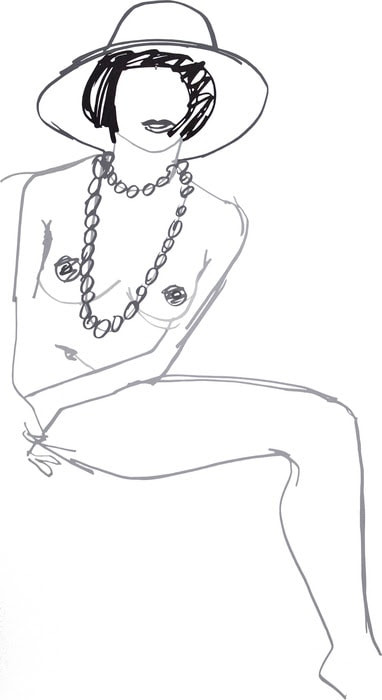 Partial Monica with Hat and Beads
