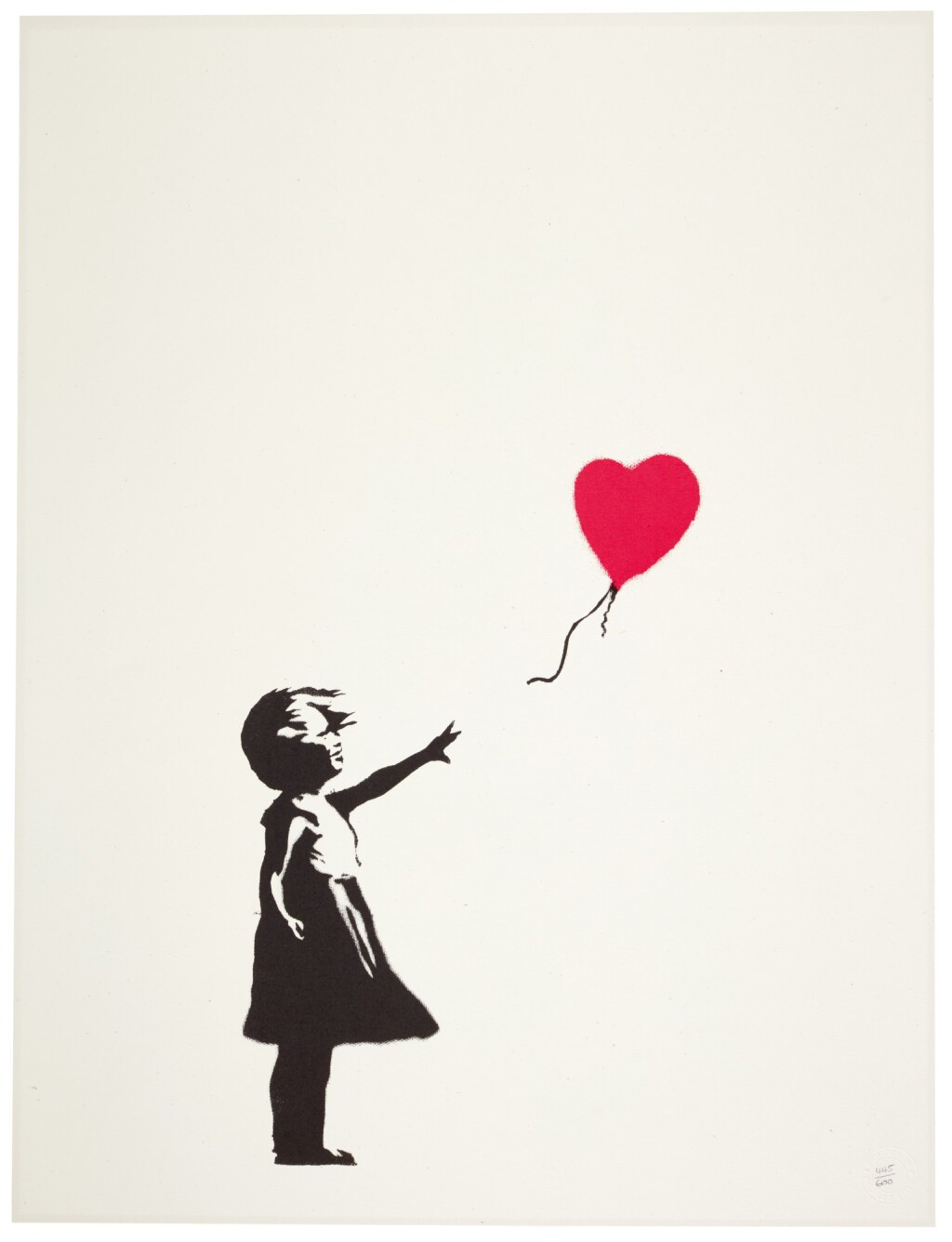 Banksy, Girl with Balloon (signed), Sotheby's 2021. Image courtesy Sotheby's.