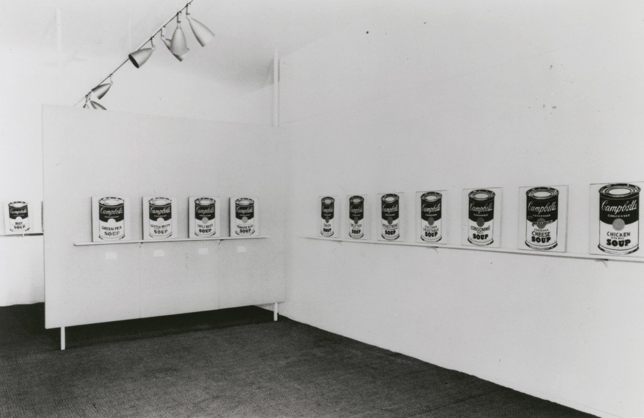 Andy Warhol, Campbell's Soup Cans, installation view, Ferus Gallery, Los Angeles, 1962