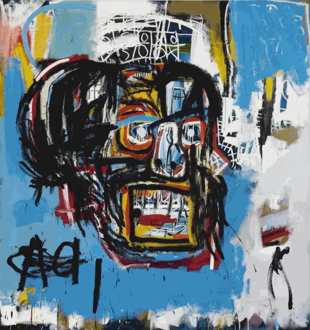 Jean-Michel Basquiat skull painting — Untitled 1981, one of his most iconic skull motif works