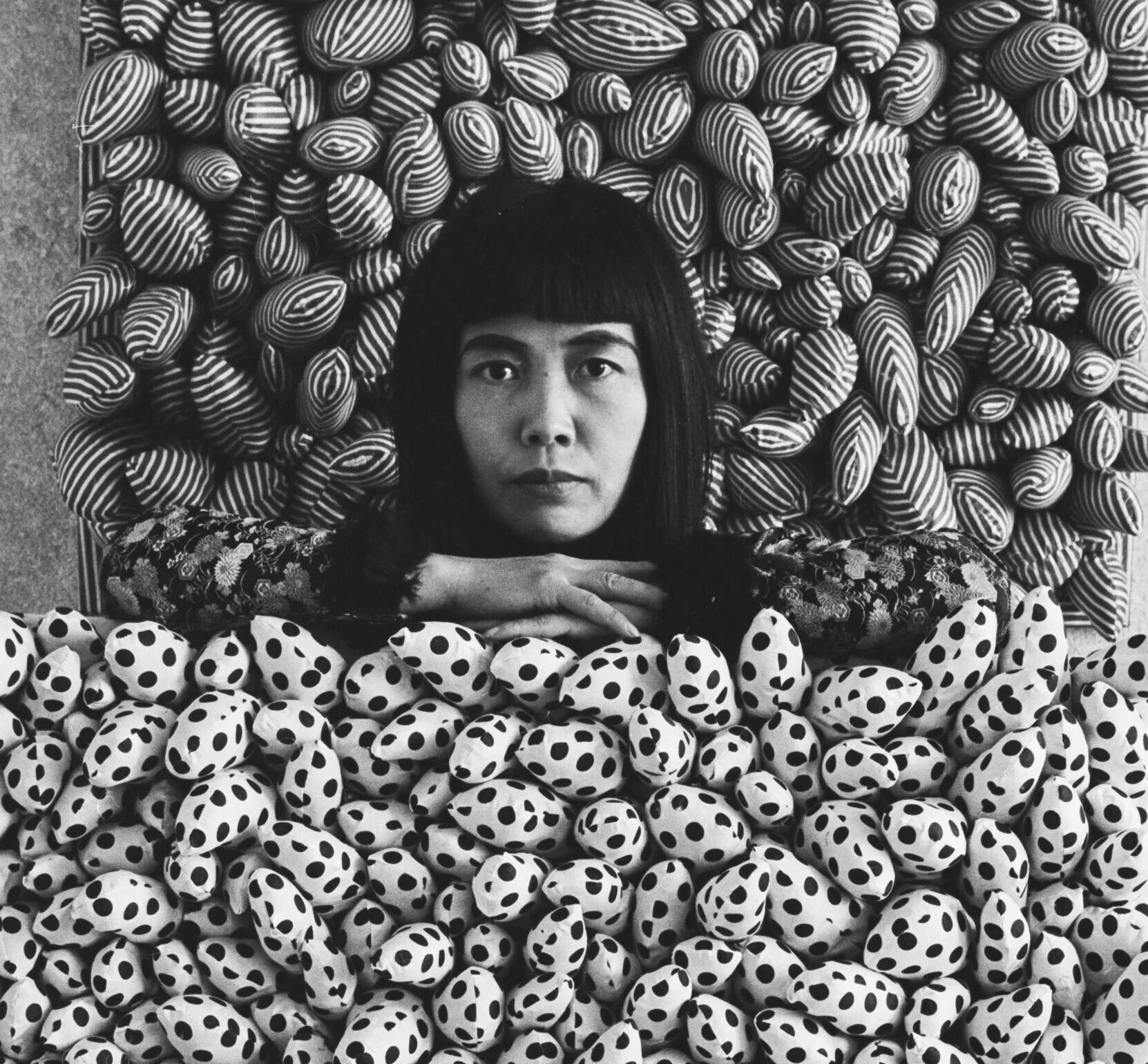 Yayoi Kusama at the Internationale Galerij Orez, The Hague, 1965. Photo: Marianne Dommisse, Nederlands Fotomuseum.